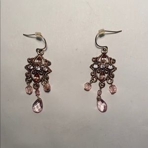 Chandelier Earrings with blush pink stones